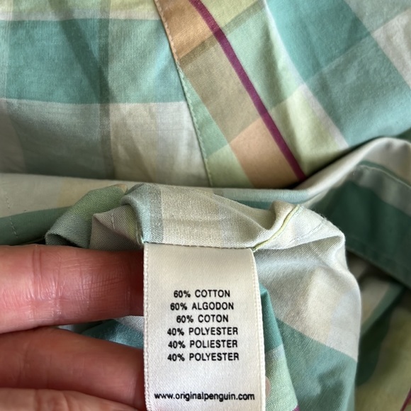 Penguin Men’s mint striped button down size small - Picture 5 of 5